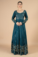 Mid night blue full sleeve anarkali gown5645 video